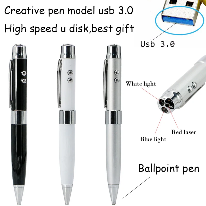 Real capacity 5 in 1 usb pen drive 64GB 32GB 16GB 8GB 128GB laser pointer 3.0 USB flash drive stainless steel Drives storage