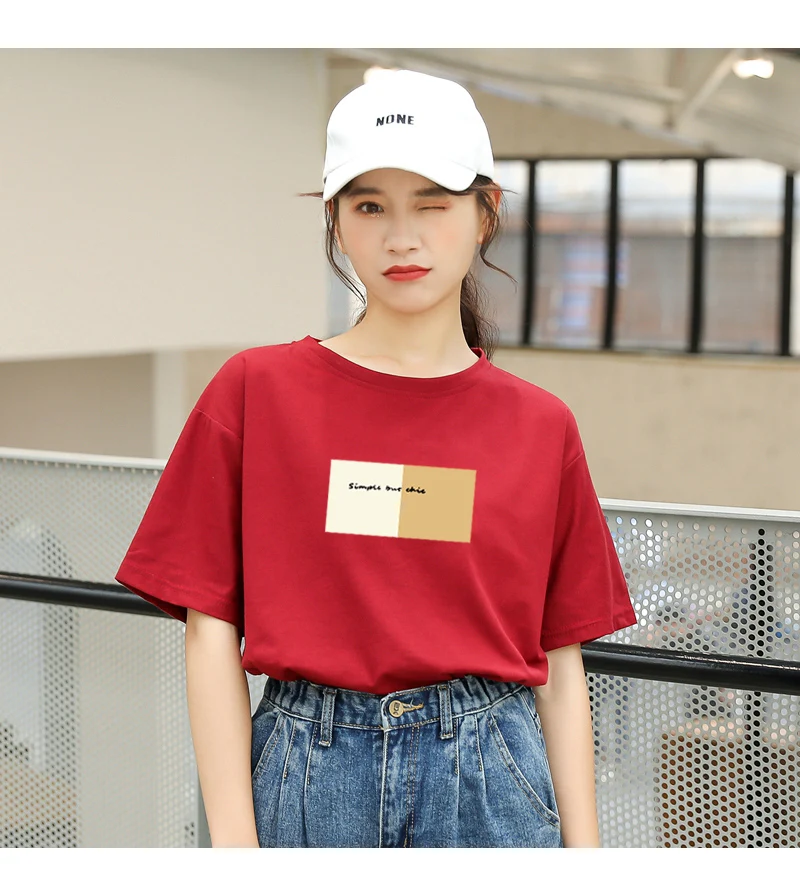 New Women T-shirts Casual Harajuku Letter Printed Tops Tee Summer Female Short Sleeve Cotton Loose Korean Tumblr T Shirt Clothes (11)