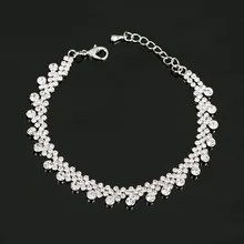 Мода Bling Свадебные свадебное, с кристаллами и стразами браслет Для женщин талисман для девушки с серебряным покрытием цепочка браслет на запястье новые ювелирные изделия# B098