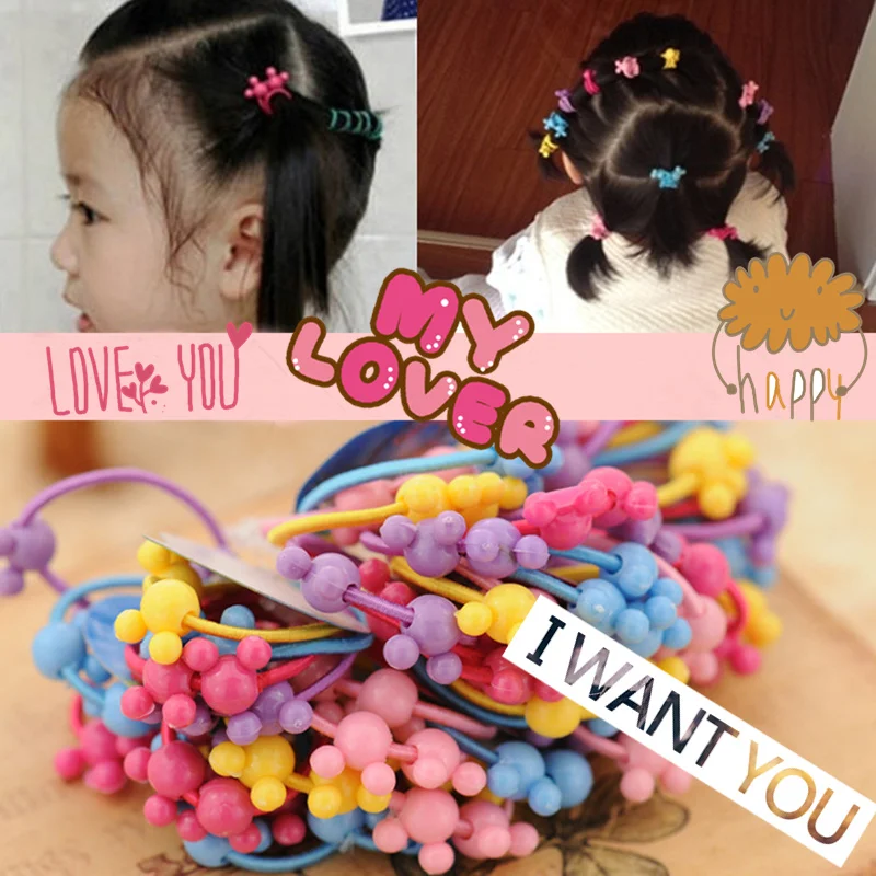 50pcs bag 35mm Cartoon Candy Colored Child font b Baby b font Kids Ponytail Holders Hair