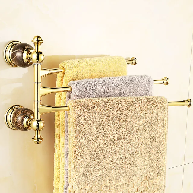 Vintage Gold Marble Rotary Activities Towel Holder Rack European Vintage Gold Marble Rotary Activities Towel Holder Rack European Diamond Moving Pole Jade Bar Bathroom