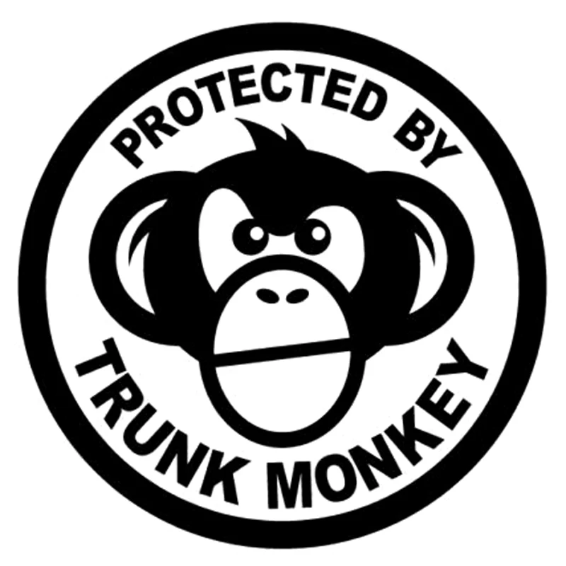 13.7cm*13.7cm Protected By Trunk Monkey Car Sticker Decor Vinyl Decalin Car Stickers from