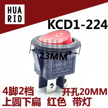 

5pcs/Rocker switch Round switch 4 Pin 2 files KCD1-224 Belt lamp OD 23MM Open hole 20MM 6A250V