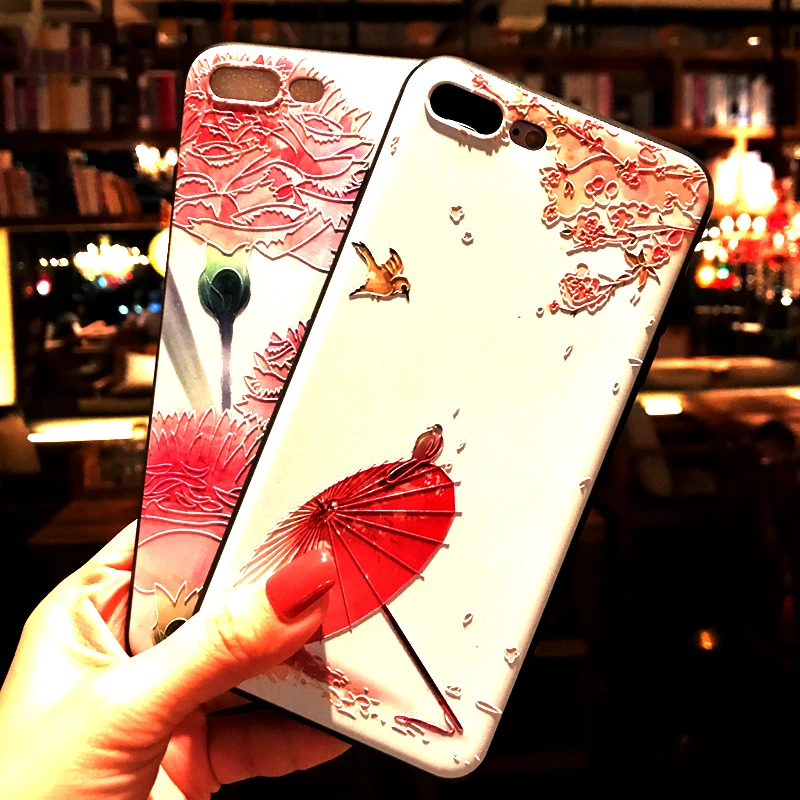 for iPhone 6 plus 6s X 7 8 XR XS Max 11 pro silicone frosted 3D Embossed carvings Painted phone case | Мобильные телефоны и