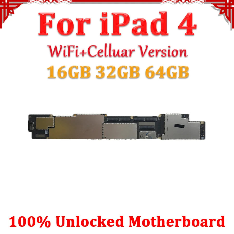 

WiFi+Celluar 3G Version For iPad 4 Motherboard,Replacement Logic Main Board For iPad 4 A1459/A1460 Motherboard With IOS System