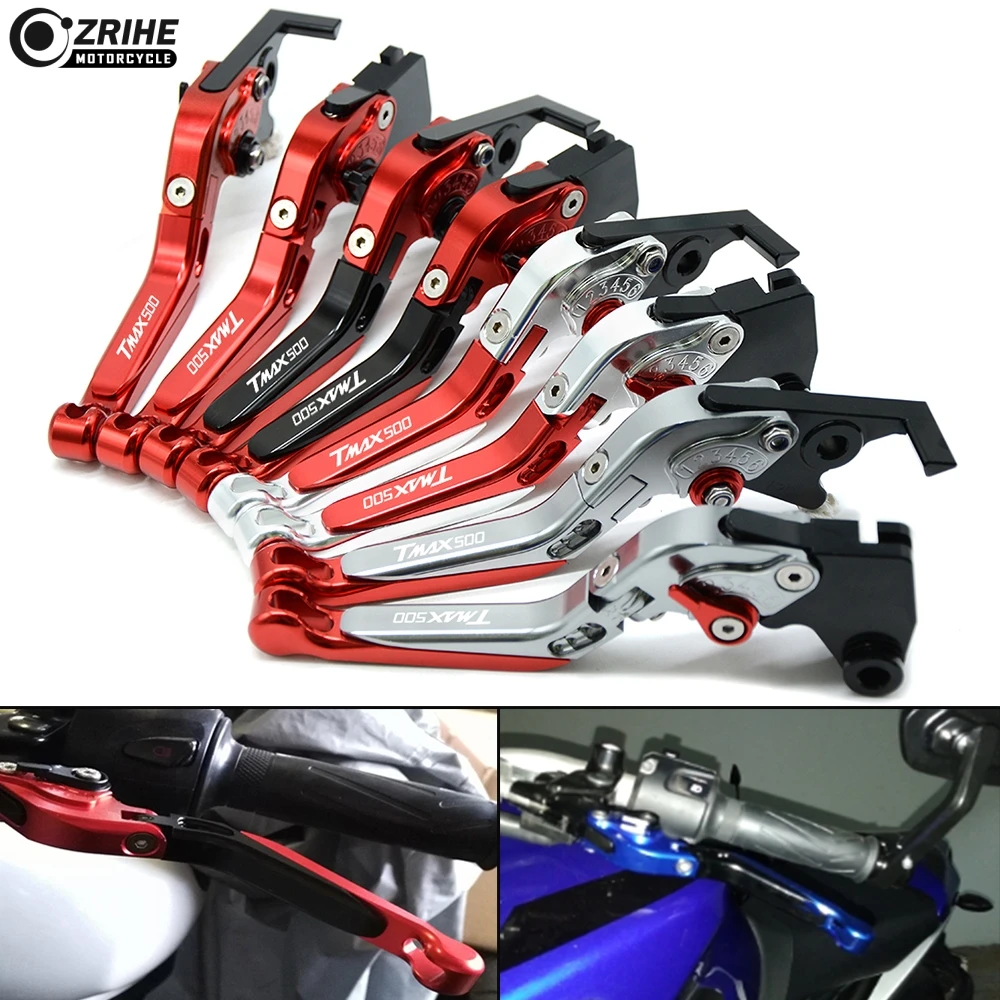 

CNC Motorcycle Frame Ornamental Foldable Brake Handle Extendable Clutch Lever For YAMAHA TMAX 500 TMAX 530 2008 2009 2010-2017