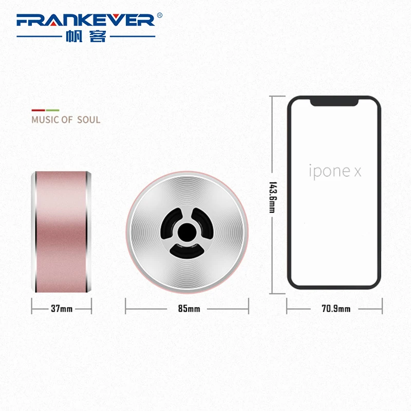 FrankEver Портативный беспроводной Bluetooth динамик металлический сабвуфер 3D стерео