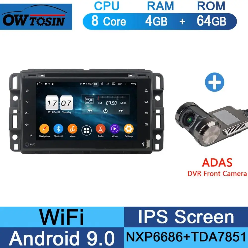 " ips 8 Core 4G+ 64G Android 9,0 автомобильный DVD радио gps для GMC Yukon Sierra Tahoe передняя фара для Chevy Express Impala Cobalt Equinox DSP CarPlay - Color: 64G Adas Camera