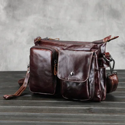 

B Retro Cow leather shoulder bag solid color portable diagonal postman bucket bag
