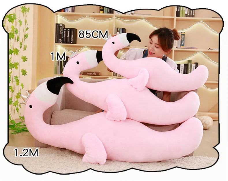 85/100cm Cute Sleeping Pillow Cartoon Plush Pillow Soft Pregnant Woman Pillow Animal Stuffed Back Support Cushion Flamingo Dolls