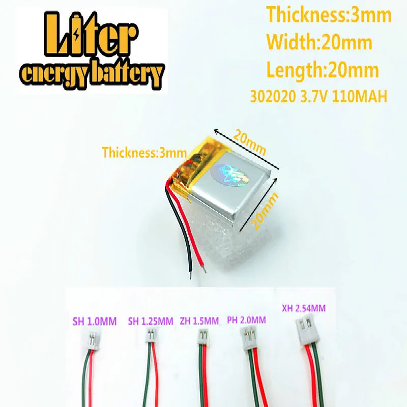 

3.7V 110mAh 302020 282020 PLIB,Polymer lithium ion / Li-ion battery for speaker,MP5,Bluetooth earphone,MP3,MP4,SMART WATCH
