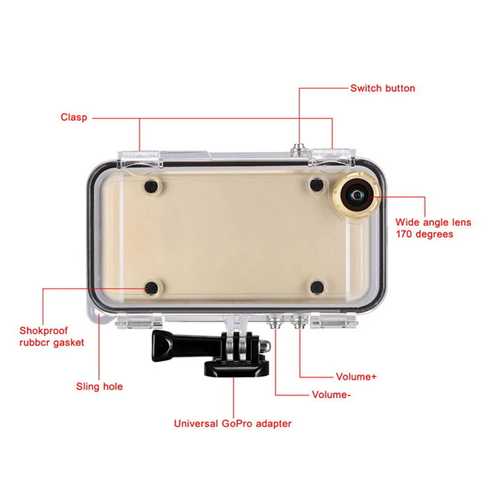 Сенсорный Дайвинг чехол для мобильного телефона сумки для хранения Сенсорный Водонепроницаемый для Gopro hero программы 170 градусов широкоугольный объектив для iPhone