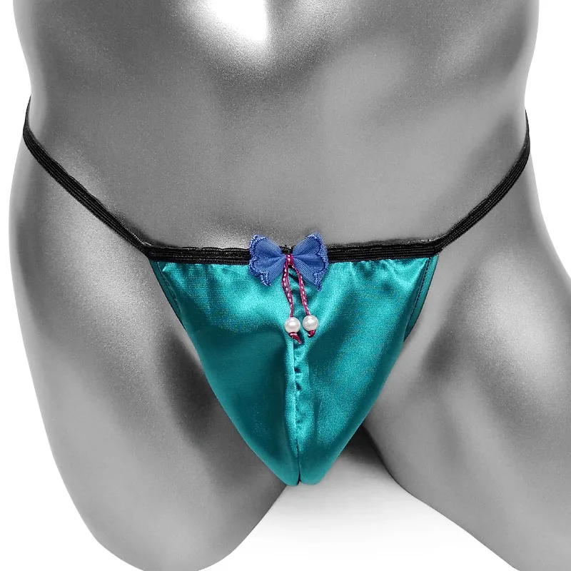 

Satin Mens Erotic Penis Pouch With Bow Sissy Panties String Male G Strings And Thongs Bulge Pouch male U Convex Underwear