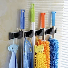 East Kitchen Storage Tool Holder 4 Position 5 Hooks Wall Mounted Storage Organizer Mop Broom Storage Holders Racks