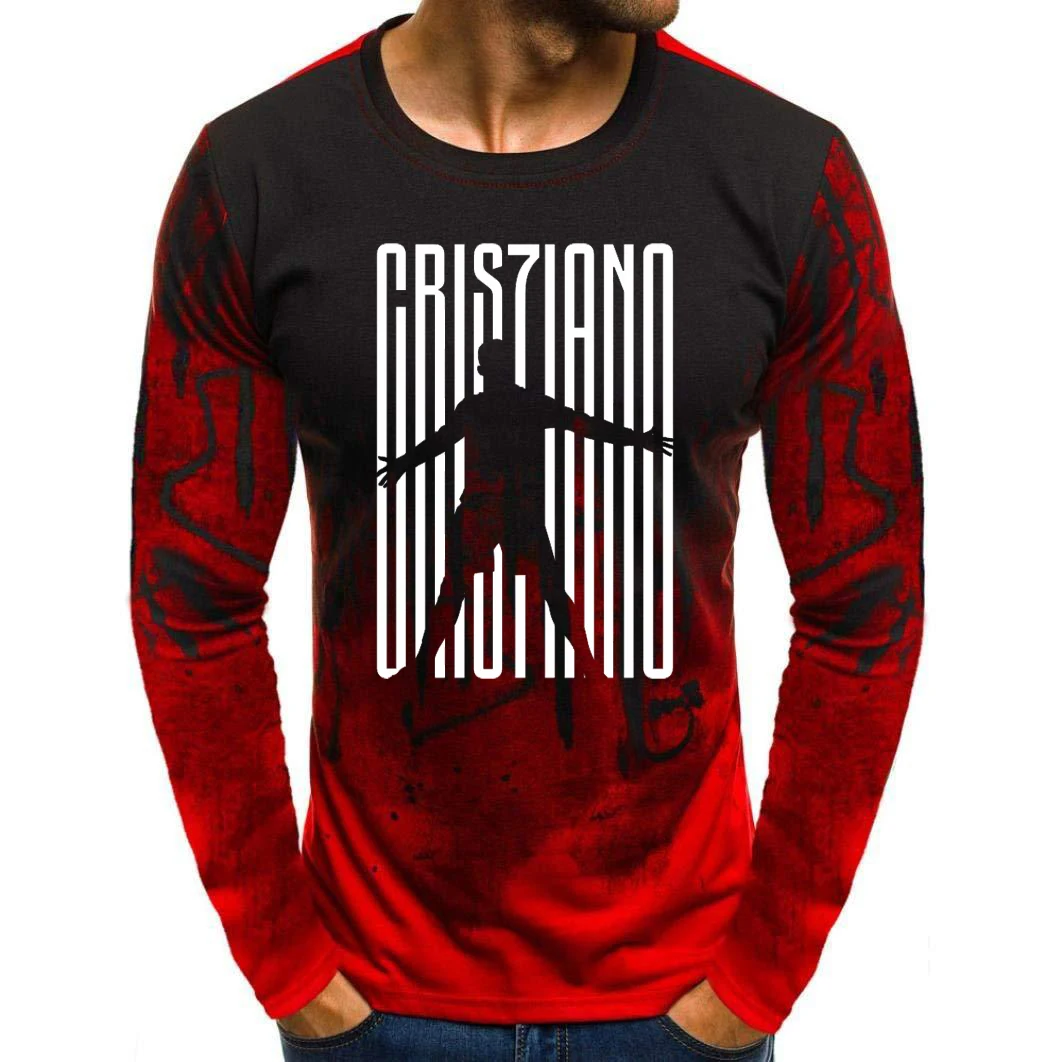 Red Горячая Распродажа Новая Футболка Роналдо 7 принт Мужская Swag Футболка Камуфляж хип хоп Криштиано с длинным рукавом мужская футболка - Цвет: Red