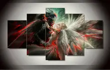5 Panel Wandkunst Engel und Dämon Liebe Gruppe Ölgemälde druck Auf Leinwand Für Wand-dekor Bilder als geschenk jj1286