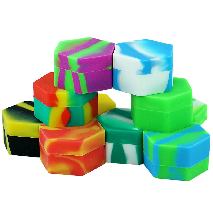 

12pcs hexagon silicone Wax container for For Oil Wax Dab Cigarette Cream Easy To Hold And Carry