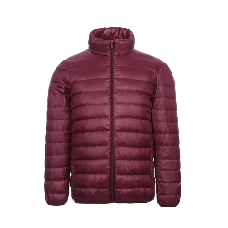 Autumn winter ultra thin lightweight down jacket men stand collar white duck down coat plus size S-4XL