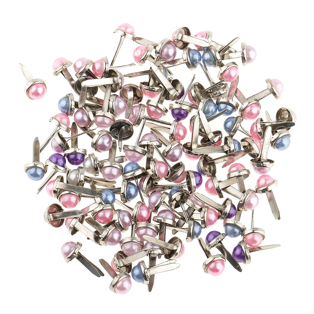 200 Piece Metal Pearl Head Brads Paper Fasteners Special designed mini brads for Scrapbooking Crafts 6mm