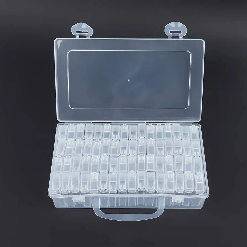 

1pc Transparent Plastic 64 Slots Diamond Embroidery Jewelry Box Beads Storage Case Craft Tool Pill Box Painting Tool Storage Box