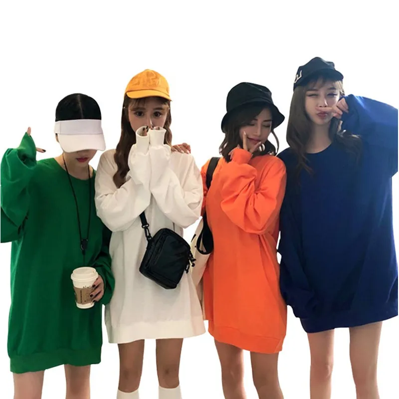 Harajuku 8 однотонная Толстовка большого размера осенняя Свободная kpop vs pink женские