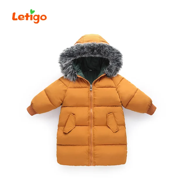 Kids Winter Jackets Fur Hooded Cotton padded Baby Girls Winter Coat age 1 2 3 4 5 6 years