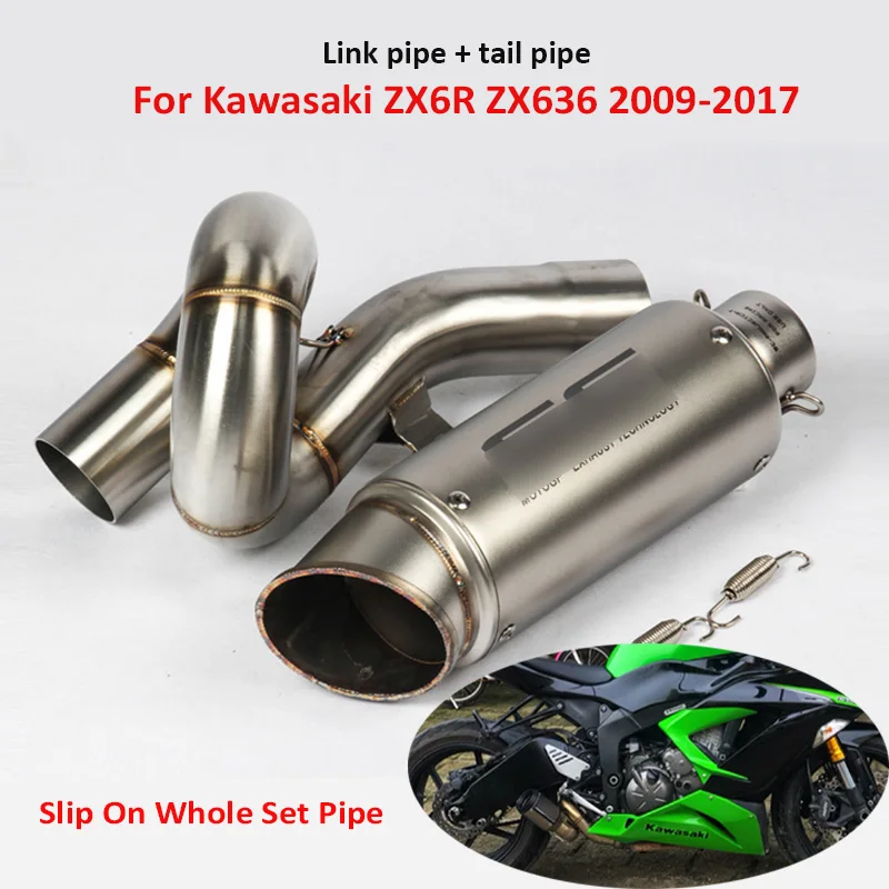 

For Kawasaki Ninja ZX6R ZX636 Motorcycle Exhaust Slip on Escape Muffler Silencer Tip Link Connect Section Full Pipe