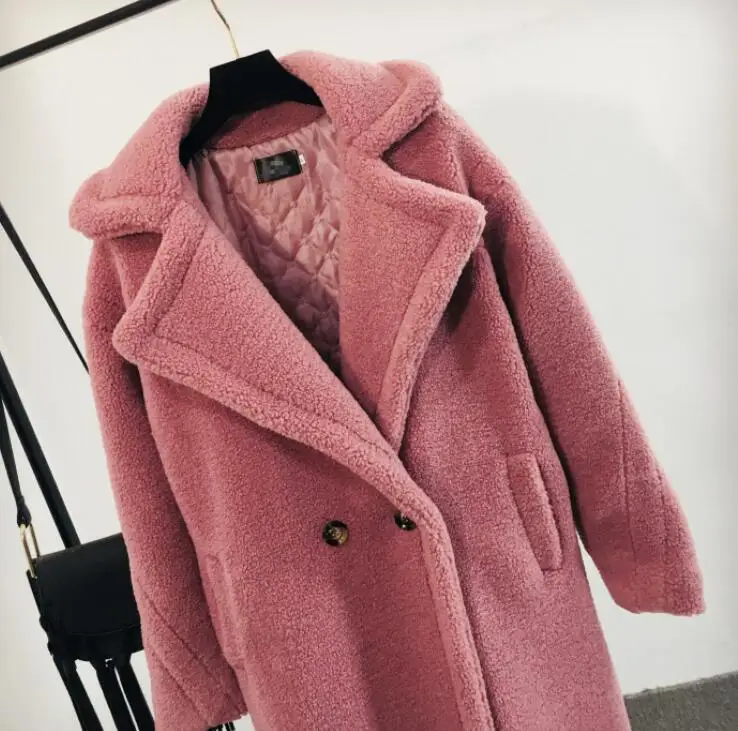 Новые зимние Для женщин розовый Пальто с искусственным мехом женские утолщенные теплый длинное пальто прямые Меховая Куртка Верхняя одежда