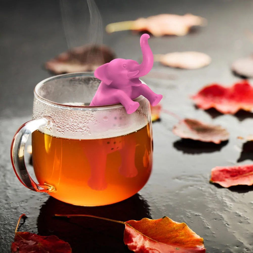 

Cute Elephant Shape Tea Bag Strainers Silica Gel Gift Home Teaspoon Tea Device TB Sale