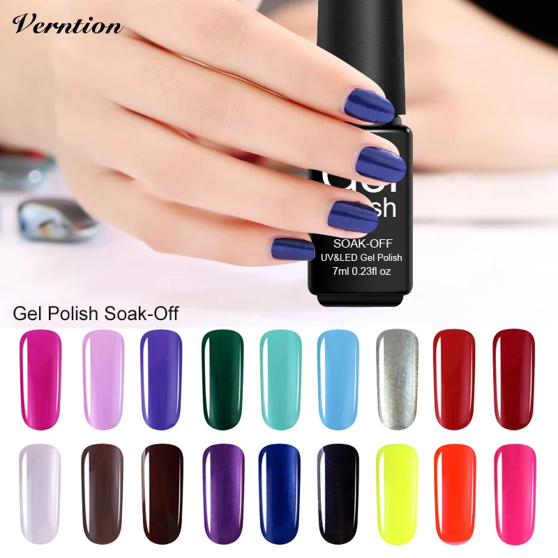 

Verntion Gel Uv Kit Uv Lamp Set 29 Colors Nail Acrylic 7ml Gel Varnish Semi Permanent Led Soak Off Color LED UV Gel Nail Polish