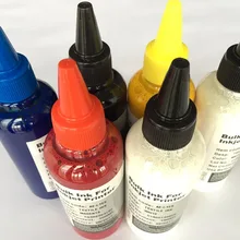 6X100 мл текстильные чернила для всех принтеров Epson T50 1400 1430 1410 R270 R290 1500 W Белый x2 BKx1 Cx1 Mx1 Yx1 для хлопчатобумажная ткань с принтом