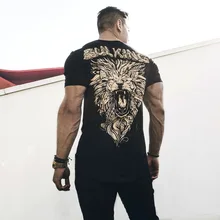 Мужские футболки с коротким рукавом для бега, высокоэластичные спортивные футболки с принтом, дышащие майки для спортзала размера плюс 2XL