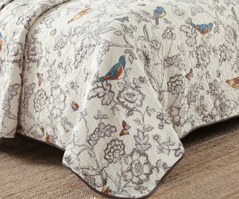 3 шт. двойной размер ручной работы лоскутное стеганое одеяло полный размер королева птица Кондиционер кровать крышка специальное предложение