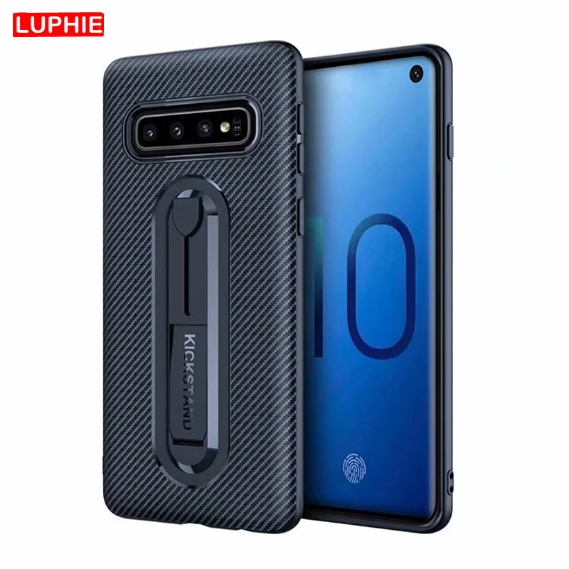 

LUPHIE Carbon Fiber Case Hybrid Armor Shockproof Cover for Samsung A7 A8 A9 2018 S10e S10 S9 S8 Plus S7 A6S Mobile Phone Case