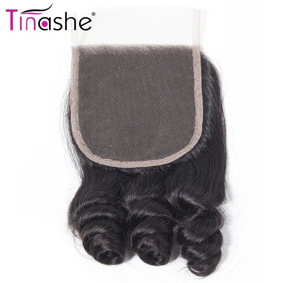 

Tinashe Hair Brazilian Bouncy Curly Lace Closure Natural Color Remy Human Hair 4x4 Inch Swiss Lace Closure Funmi Hair