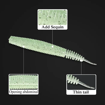 

5pcs/lot 5 color soft lure 95mm-3.6g Slotted screw texture Artificial Bait Predator for pike and bass