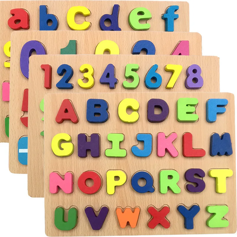 

4 designChild Clutch Plate Wooden Puzzle Baby Digital Letter Shape Puzzle Early Learning & Education Toy Colorful For Children