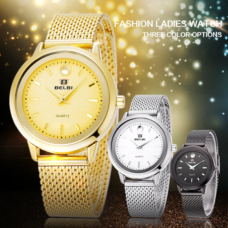 

Women Elegant Stainless Steel Mesh Band Causal Quartz Watch Ladies Fashion Banquet Clock