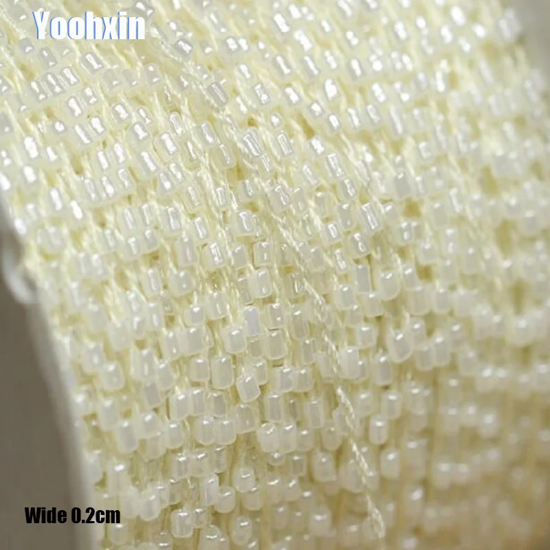 

0.2CM Wide Fashion beads Embroidery beige flower lace fabric trim ribbon DIY sewing applique collar cord wedding guipure decor