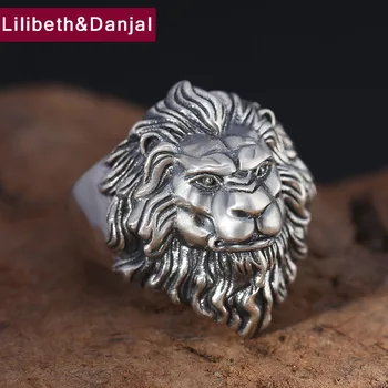 

Men Adjustable Animal Ring 100% Real 925 sterling silver Jewelry Punk Rock Vintage Lion Opening Ring New Arrival FR56