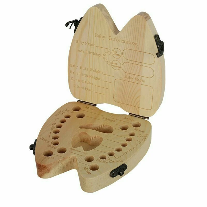 Английский язык детская деревянная коробка для хранения зубов сохранить зубы молока Коллекционирование зубиков пупочной шнур Lanugo Органайзер деревянная коробка