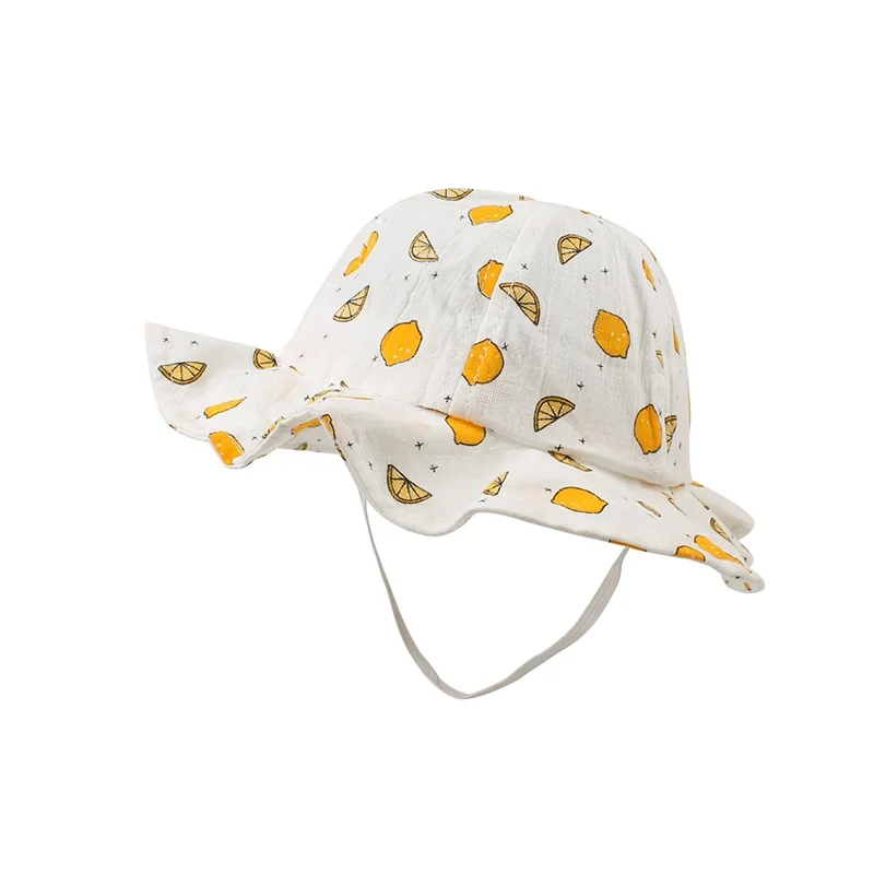 Fashion Cotton Baby Hat Cute Lemon Bucket Hat For Girls Wide Brim Beach Sun Cap Toddler Baby Hat Autumn 1-3Y Baby Girls Clothing (6)