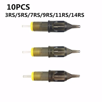 

10PCS RS Tattoo Permanent Needle Cartridge for Machine Pen Grip Cartridge 9RS/11RS/14RS Liner Round Shader Magnum Cartridge