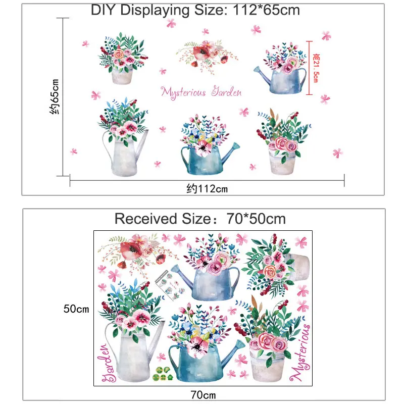 Красивые красочные цветы в горшках настенные наклейки садовые украшения бонсай гостиная детская комната спальня домашний декор на очках