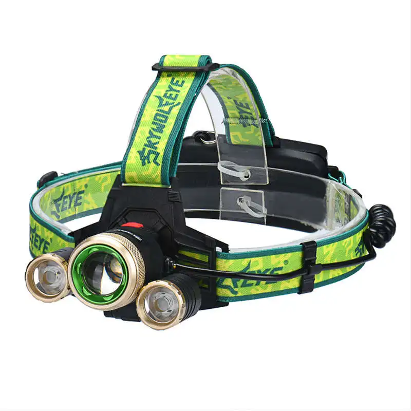 ZOOM 15000Lm Headlamp XM-L 3 x T6 LED Headlight 18650 Light Charger Battery flashlights headlamps lanterna led t6 #4S4 (1)
