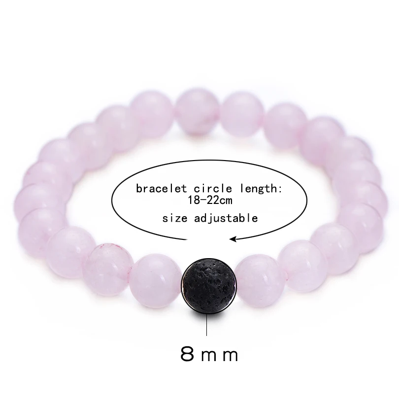 2Pcs/Set Trendy Distance Bracelet Sets Natural Stone Pink and Black Beaded Bangles&Bracelets Couple Jewelry Best Friend Hot