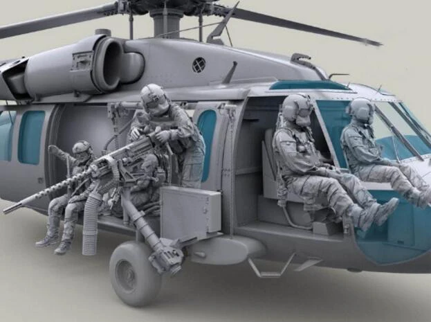 Набор фигурок из смолы в сборе 1/35 года, вертолет США(7 фигурок, вертолет в комплект не входит