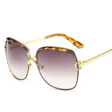 D Style New Vintage Oversized Oval Women Sunglasses Alloy Frame Gradient Lens Sunglasses Eyewears Oculos De Sol Feminino Lunette