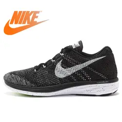 Официальный аутентичный Nike FLYKNIT LUNAR 3 для мужчин сетки свет кроссовки для прогулок Бег Спортивная обувь 698181 010