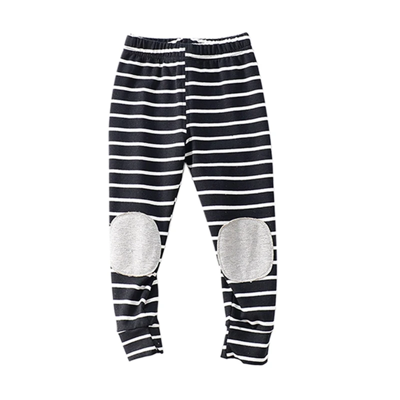 

Kids Baby Boys Girls Pants Stripes Cotton Cartoon Printed Knee-pad Trousers Children Autumn Winter Casual Pants